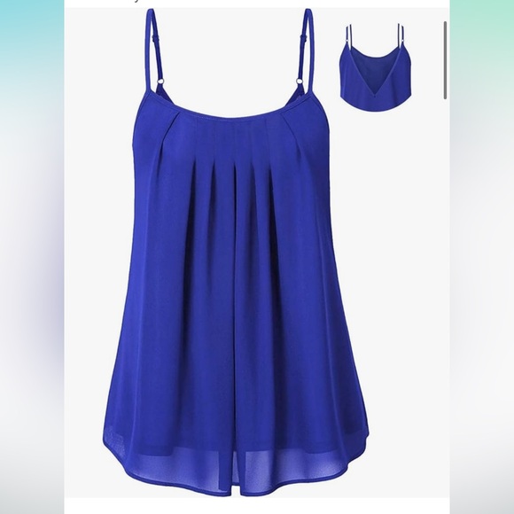 Cyanstyle Pleated‎ Chiffon Cami Top – NWT – Size L - Picture 1 of 12